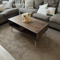 Coffee Table, Modern Rustic Wood Iron 