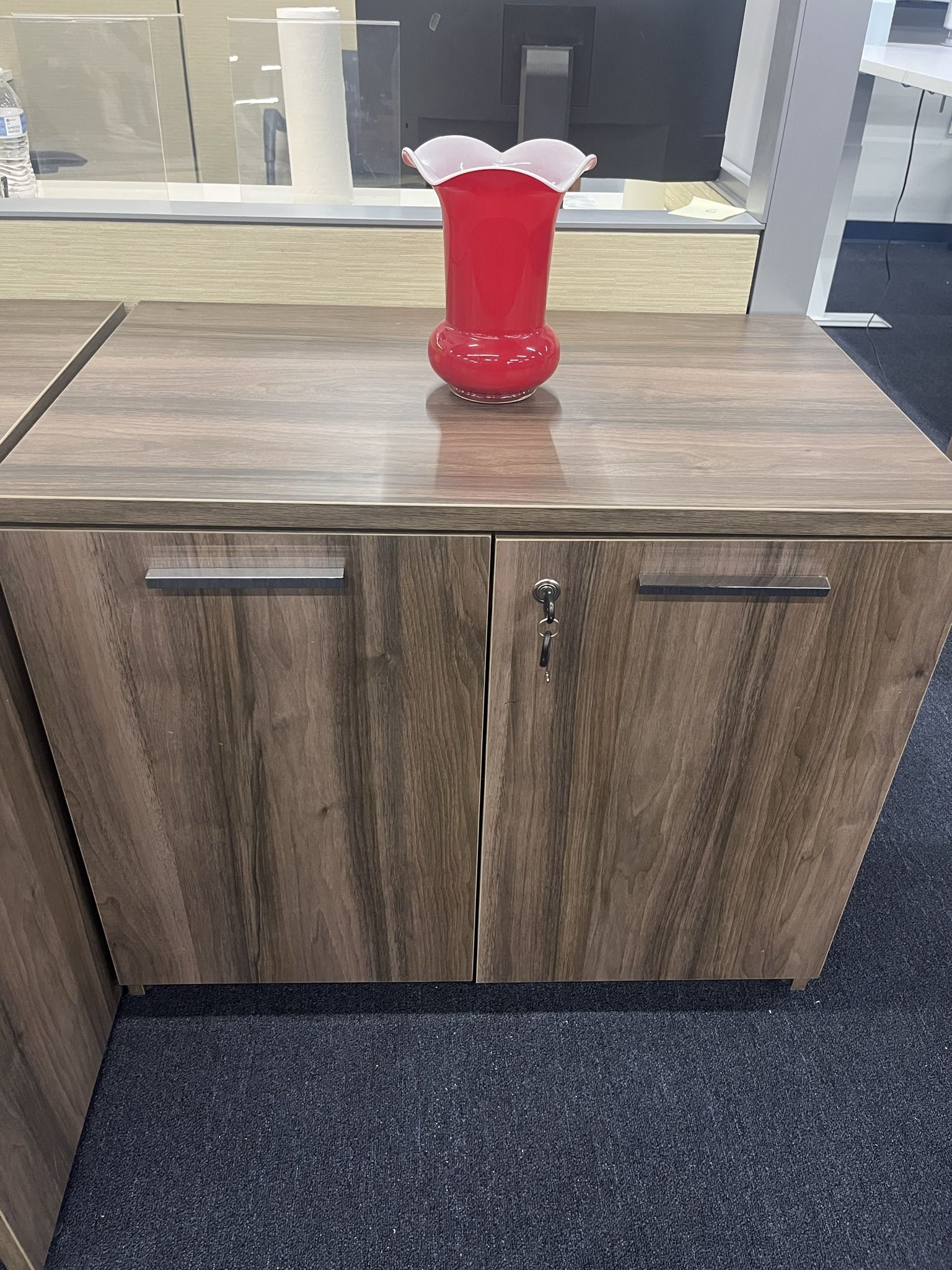 Modern Driftwood 2 Door Office Furniture Storage Cabinet w / Lock & Key