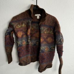 Norm Thompson Alpaca Cardigan Sweater Handmade Size M
