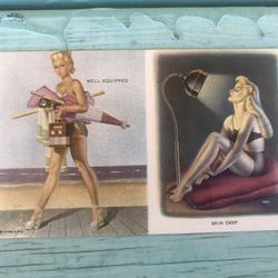 Rare Vintage/Antique Risqué Pin Up Girl 1940s Card/Postcard GC 3.5 x 5.5 USA