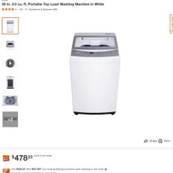 
20 in. 3.0 cu. ft. Portable Top Load Washing Machine in White