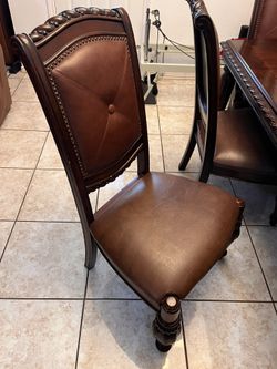 Dining Room Table - Real Wood/Leather