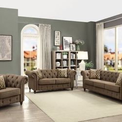 Brand New Brown 3pc Living Room Set 