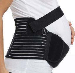 PREGNANCY MATERNITY BELT LUMBAR BACK SUPPORT BAND WAIST BELLY CLIMB, Black, Sz L