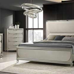 Brand New Silver 4pc Queen Bedroom Set (Available In Eastern King)