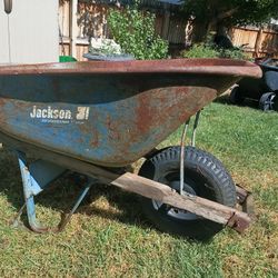 Jackson Metal Wheelbarrow Wheelbarrow w wooden handles 37" x 25" x 13" interior