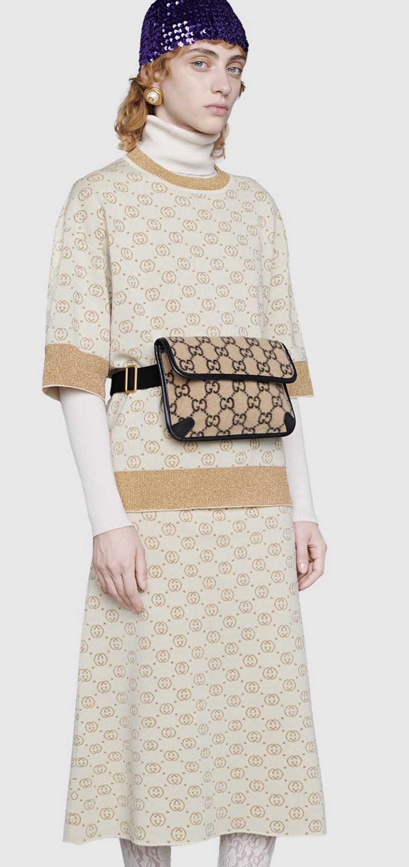 Gucci Wool Belt Bag Cream/Black sold out!