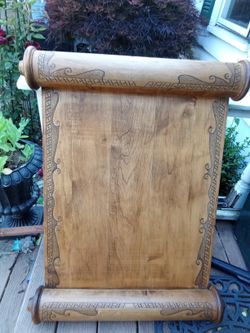 Carved Wood Scroll Wall Hanging  Judaica Torah Christian Jewish Judaism Ten Commandments