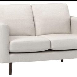 New Rivet Revolve Modern Upholstered Loveseat Sofa, 56"W, Linen Amazon Brand