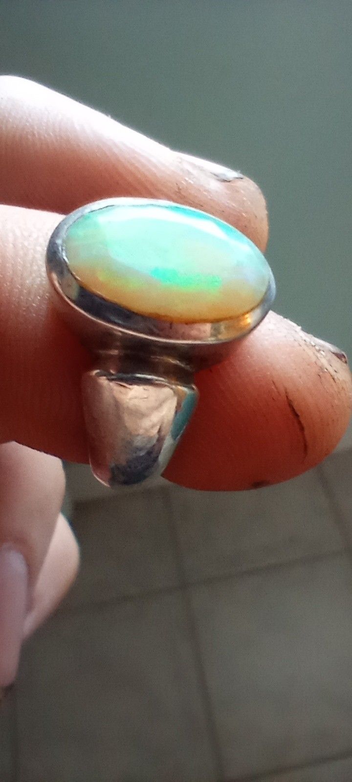 Solid Silver Opal Ring