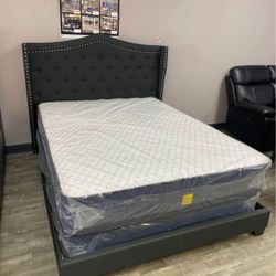 QUEEN BED FRAME MATTRESS & BOX SPRING $475!! 