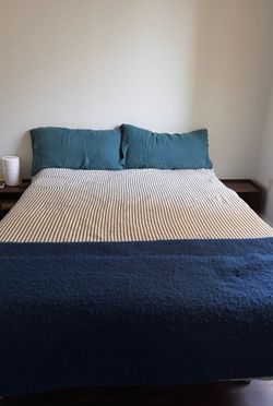 Queen mattress and wood frame