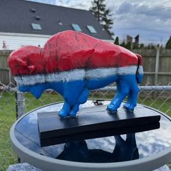 The Red White And Blue Buffalo Statue