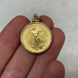 $10 1/4 Oz. American Eagle Gold Coin Pendant 