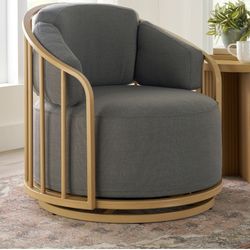 Better Homes & Gardens Lillian Swivel Birdcage Accent Chair, Charcoal Linen