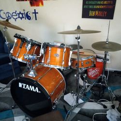 Tama drum set with Zildjan