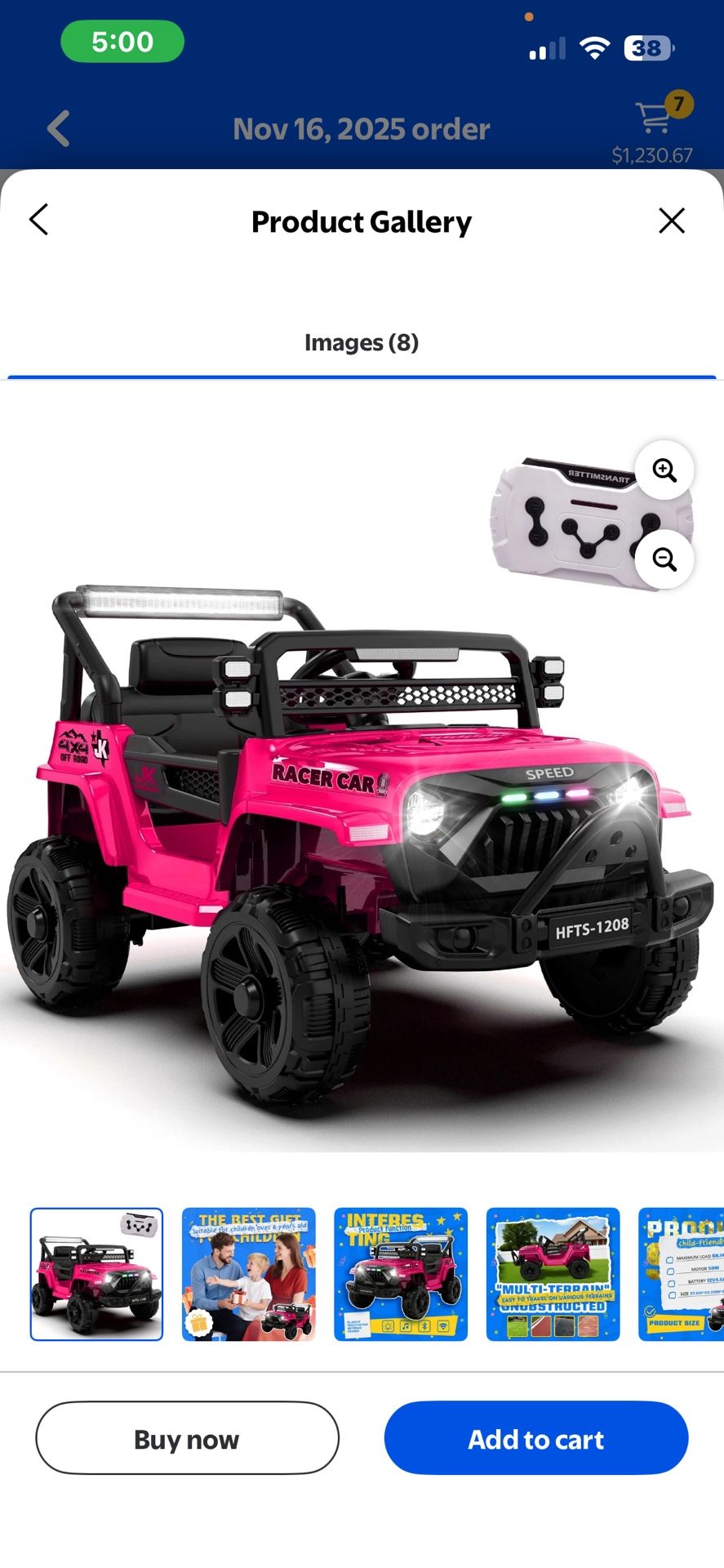 Pink/black Jeep Power Wheels 12v