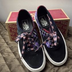 Vans Authentic 44 DX Anaheim Factory Plaid Black Purple Blue Men's 5.5 Womens 7