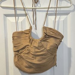 Zara Satin Halter Crop Top