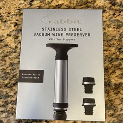 Brand New Stainless Steel Vacuum Wine Preserver with 2 wine stoppers