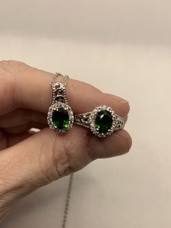 RUSSIAN DIOPSIDE, ZIRCON RING AND PENDANT
