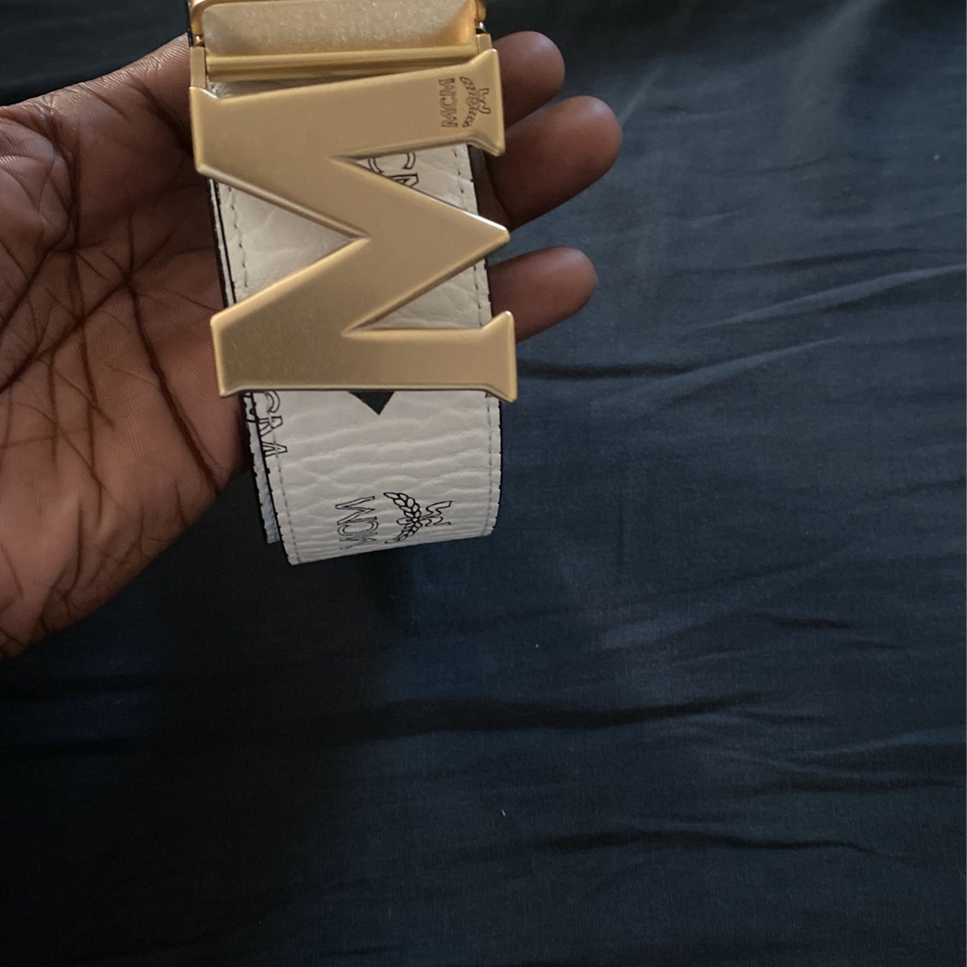 White And Black Mcm Reverseable Belt