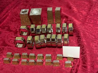 Elegant 36-Piece Table Decor Set in Silver-tone with Gold Rhinestone insets