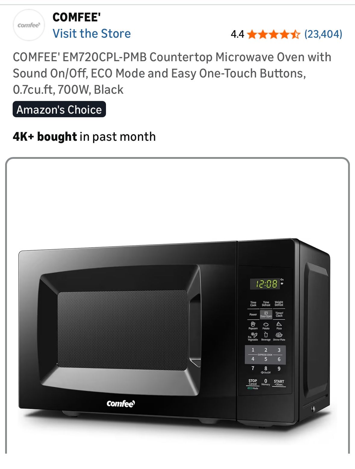Comfee EM720CPL-PMB Countertop... microwave oven