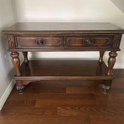 Stunning Mahogany Two-Tier Console Table / Buffet – Exquisite Craftsmanship, Solid Wood