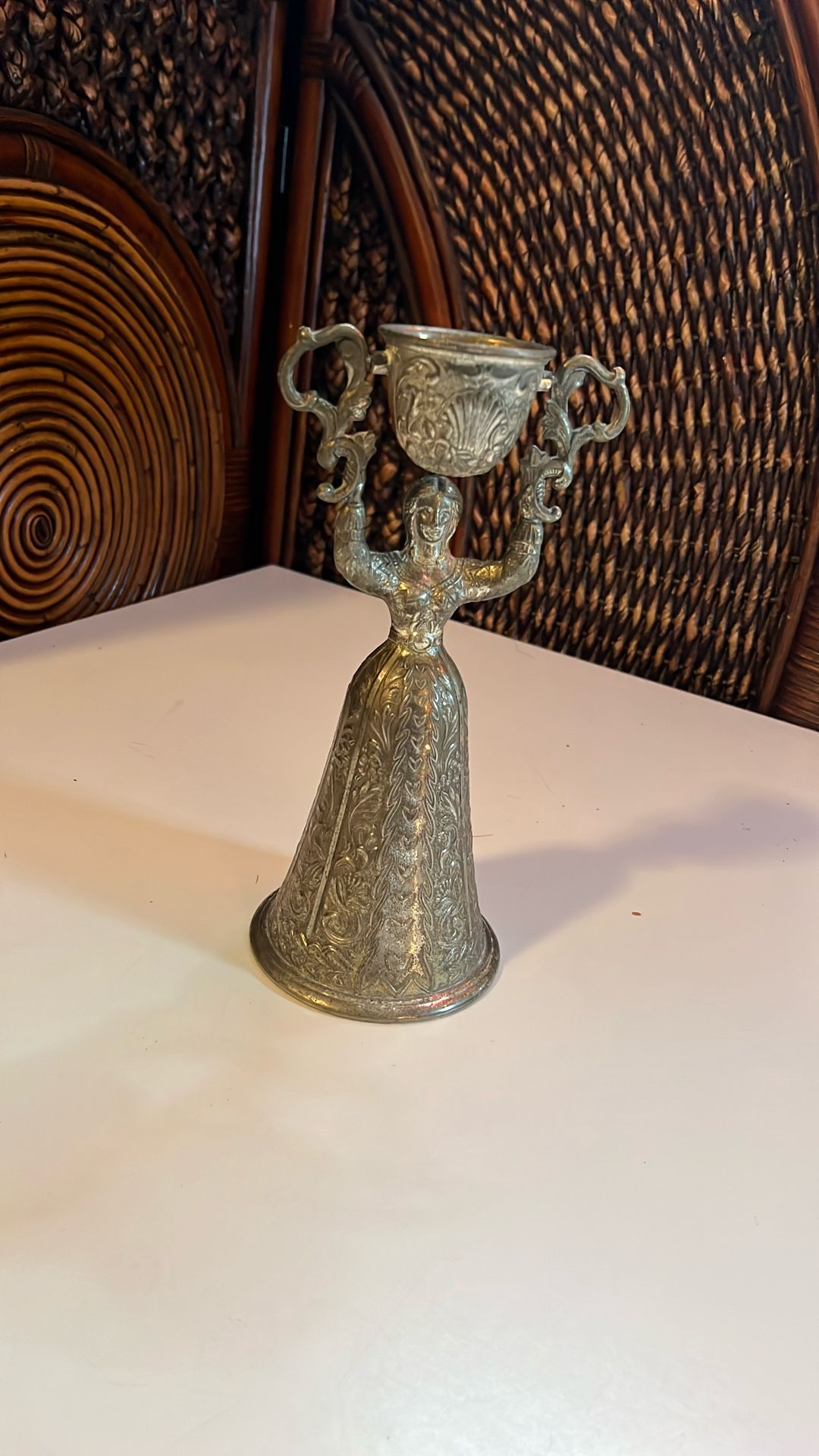 Vintage Silver Plated Double Toasting Wedding Cup Goblet Chalice With Jewel