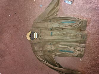 Brown leather jacket made in korea