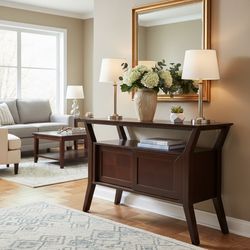 *PRICE REDUCTION*  Solid Wood & Stone Inlay Console Table – Great DIY or Refinish Project