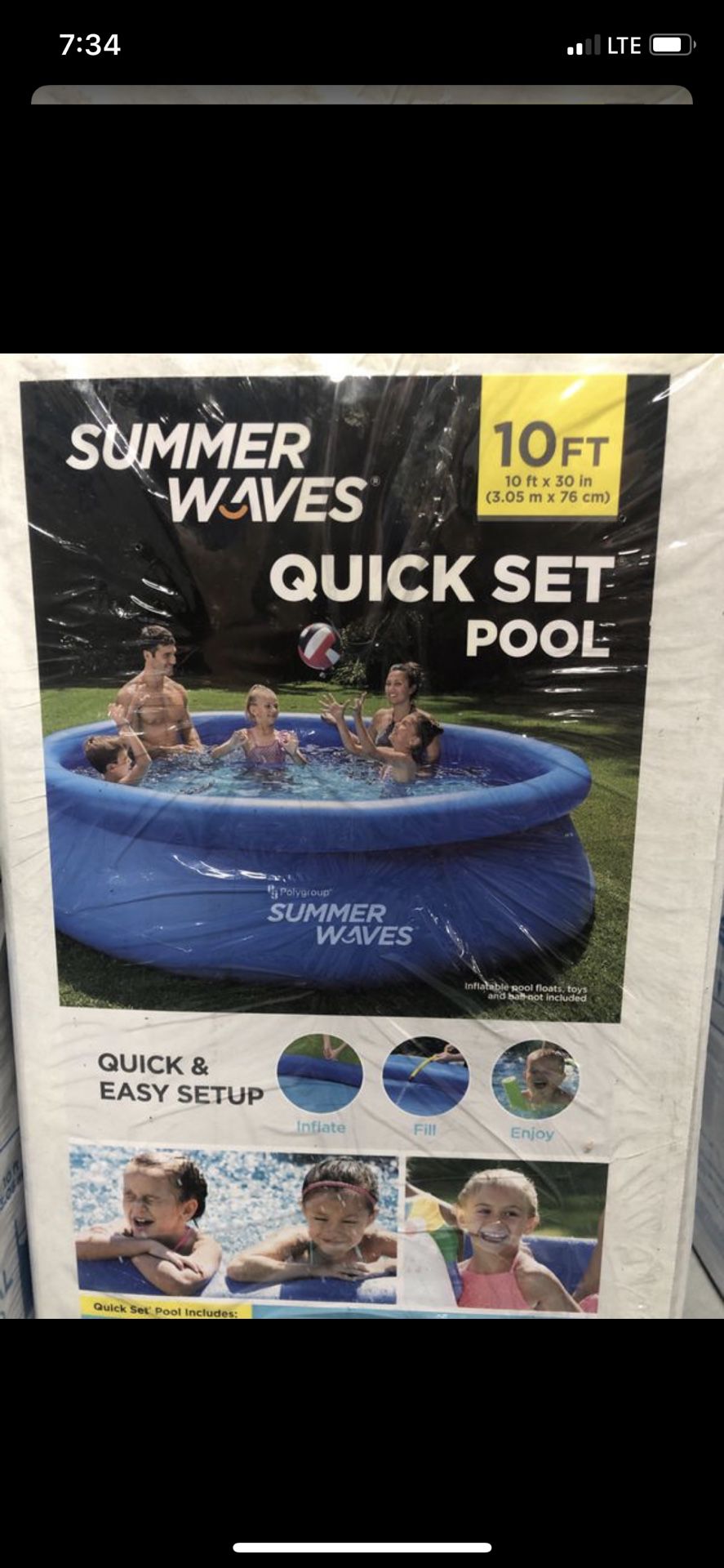 Summer Waves 10’x30”Above Ground Inflatable Ring Pool W/Filter,Pump Brand New