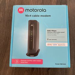 MOTOROLA 16x4 Cable Modem, Model MB7420, 686 Mbps DOCSIS 3.0, Certified by Comcast XFINITY, Charter Spectrum, Time Warner Cable, Cox, BrightHouse, and