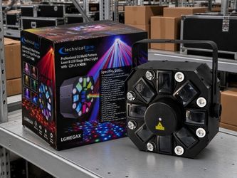 Technical Pro LGMEGAx Professional DJ Multi Pattern Laser & LED Stage Effect Light Pro DMX512 9-Channel Sound Active Auto Mode Centerpiece
