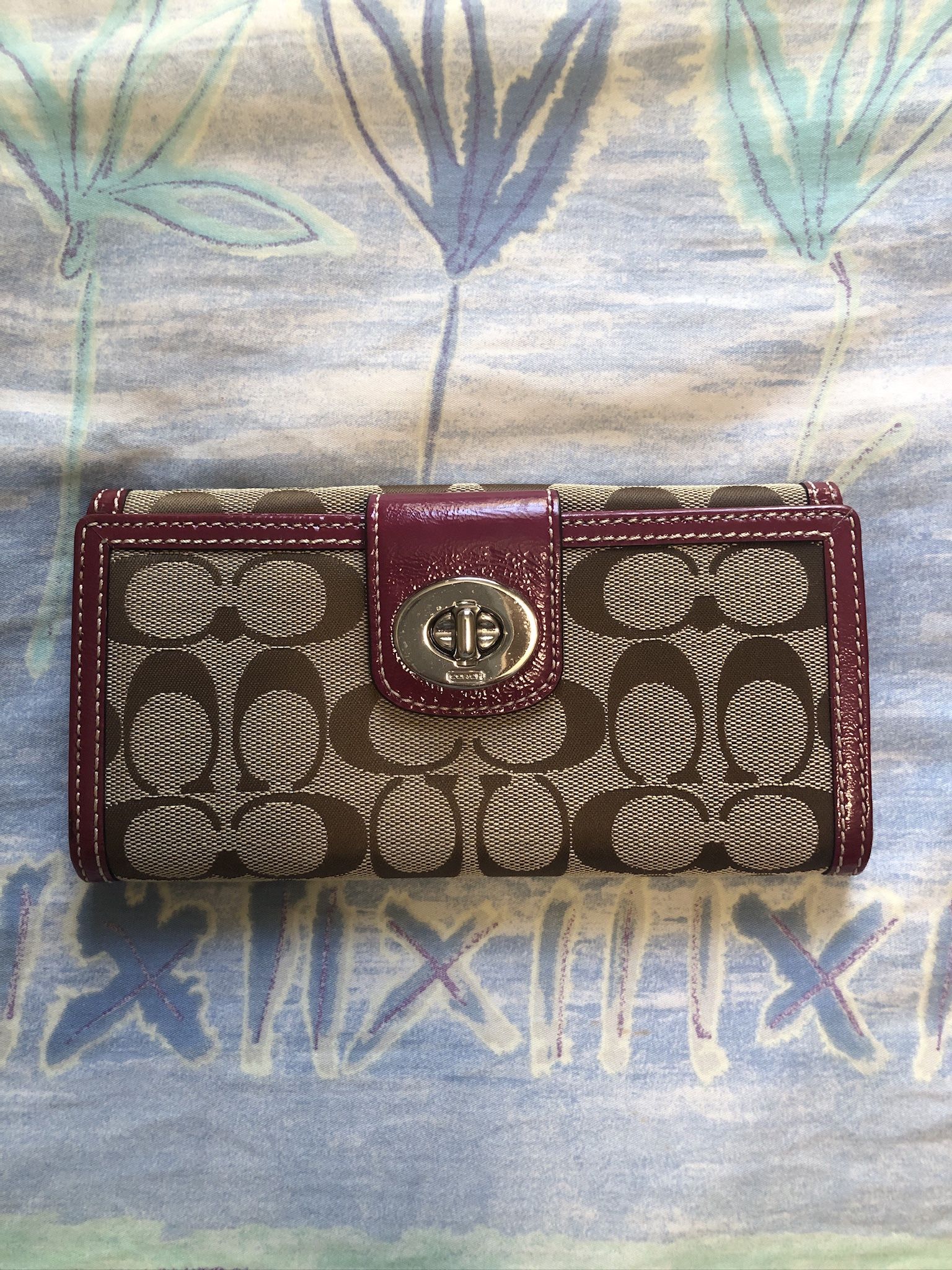 Coach Khaki/Berry Wallet (Long)