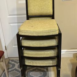 4 Dark Brown Metal Dining Chairs 