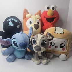Lot Of 6 Plush BINGO,ELMO ,TANQR,STICH,PABLO AND BOXY
