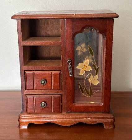 Vintage Wood Jewelry Box Organizer