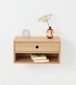 Handmade Floating Nightstand With One Drawer & Open Shelf (White Oak)