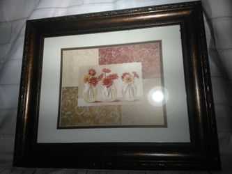 3 Flower Vase Art Wall Display Artistic 17 X15 Inches