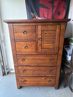 Solid Wood Brown Dresser – Sturdy & Clean – 56” Tall x 38” Wide