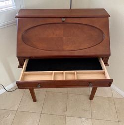 Beautiful Solid Wood Folding Secretary Desk with Drawer Signature Design Cherry Finish This is a transitional style fruitwood slant front secretary de