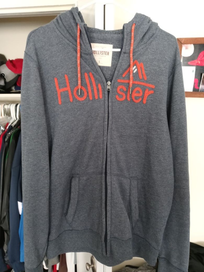 Hollister Sweaters | Hollister Hoodie | Color: Gray/Orange | Size: L $30