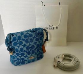 NWT Faye Mini Drawstring Bag Denim Indigo