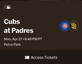 Cubs @ Padres (2) Tonight 4/27