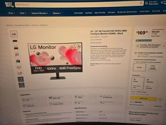 LG 32" curved monitor, FHD 100hz AMD freesync