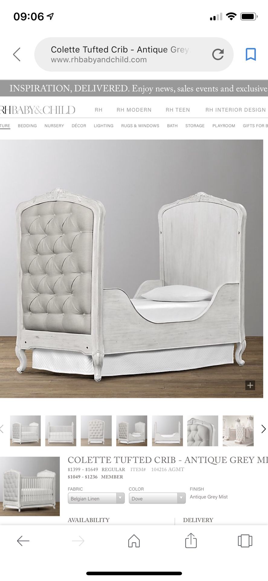 Colette tufted clearance crib