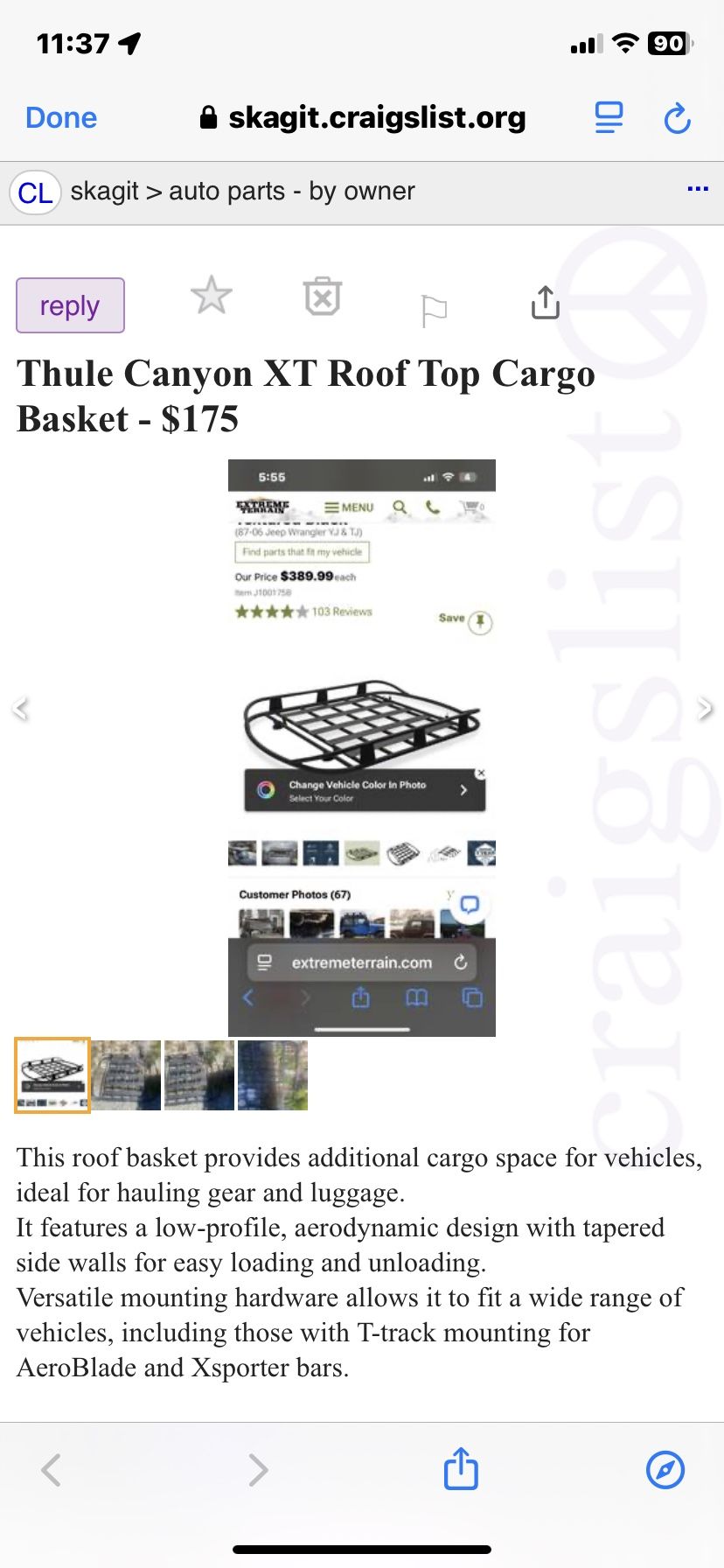 Thule Canyon XT Roof Top Cargo Basket
