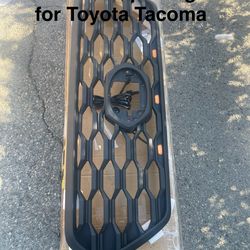 Black matte grill with raptor lights for Toyota Tacoma 2016 to 2023
